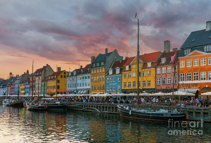 Sunset at Nyhavn, Copenhagen Photograph by Henk Meijer Photography