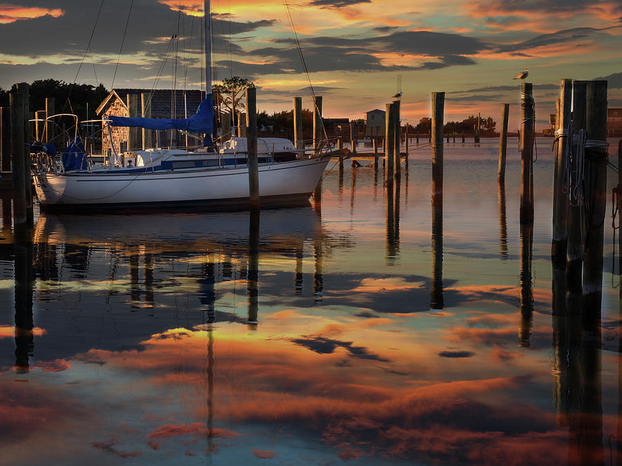 Sunset at Ocracoke Pier Photograph by James C Richardson