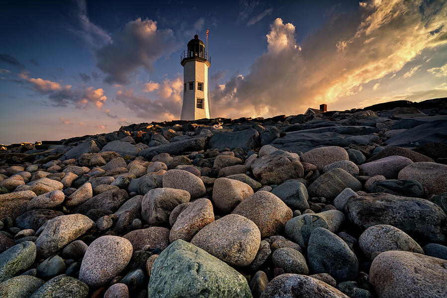 Summer Photograph - Sunset at Old Scituate Lighthouse by Rick Berk