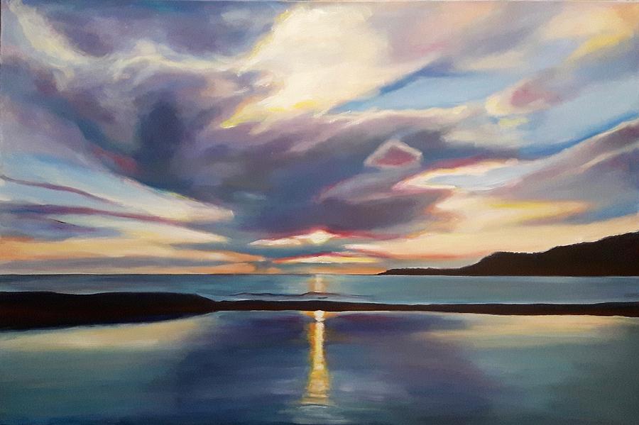Sunset at Old Woman Bay Painting by Sheila Diemert