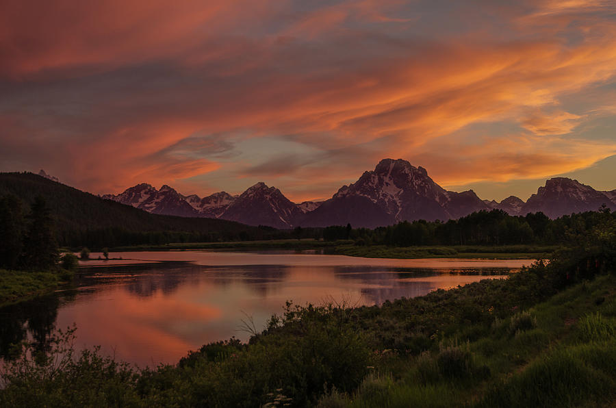 Sunset at Oxbow Bend Photograph by Julie Barrick