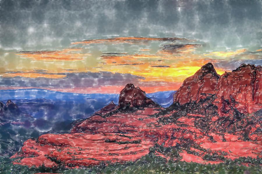 Sunset At Schnebly Hill Digital Art