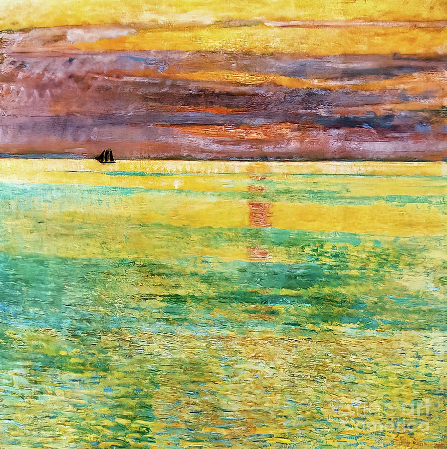 Sunset at Sea by Childe Hassam 1911 Painting by Childe Hassam