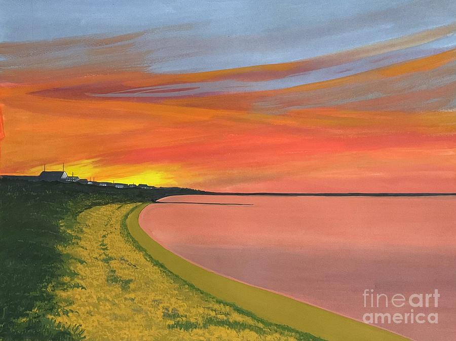 Sunset Painting - Sunset at Seasalter, Kent by Janet Darley