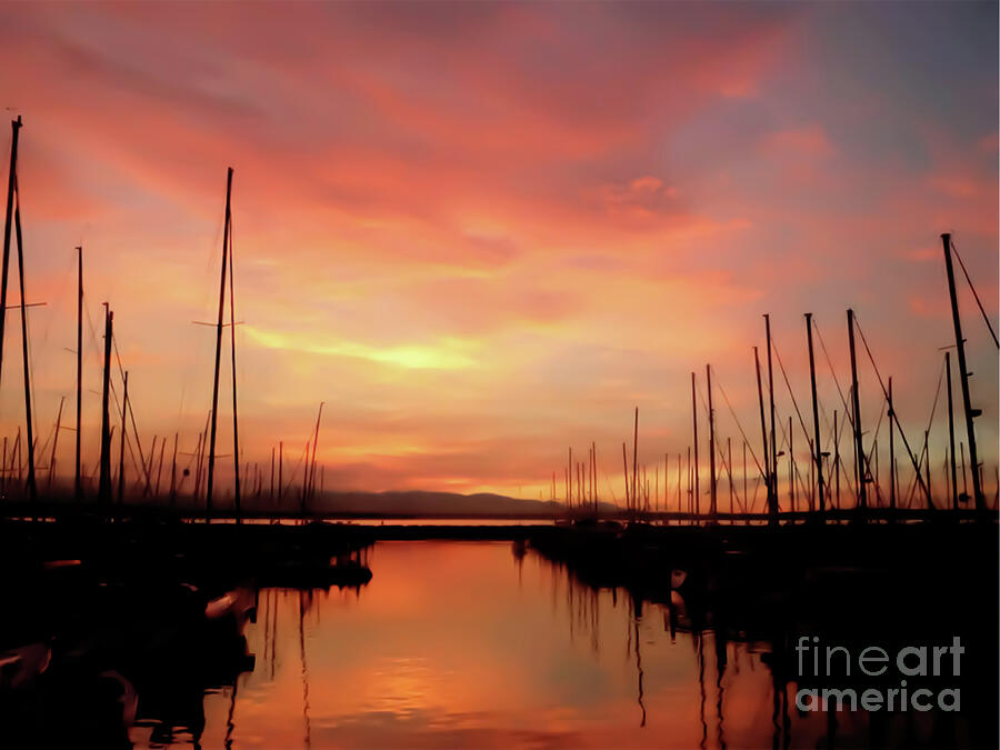 Sunset Photograph -  Sunset at Shilshole Bay Marina in Seattle Washington by Eddie Eastwood