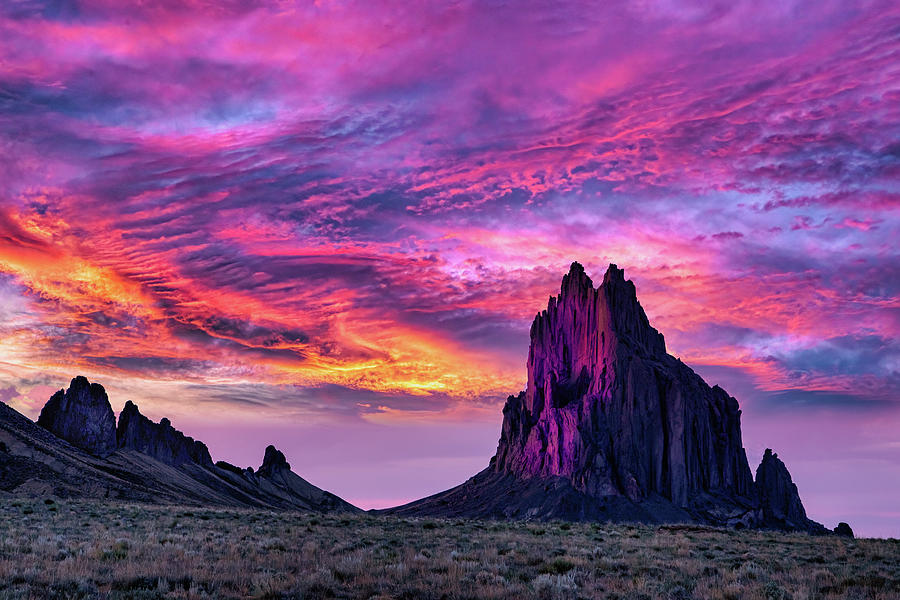 Sunset at Shiprock Photograph by Paul LeSage