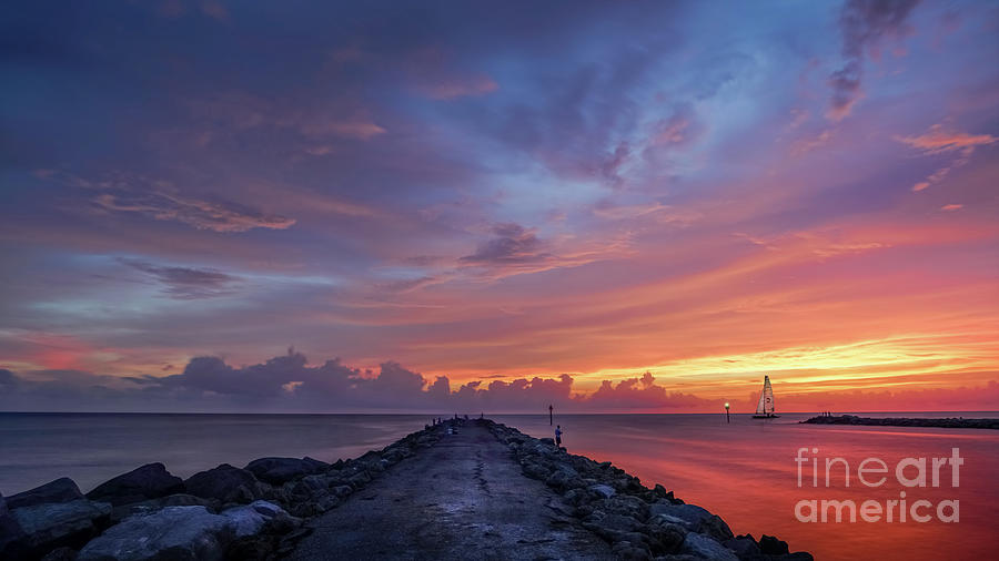 Sunset at South Jetty, Venice, Florida Photograph by Liesl Walsh