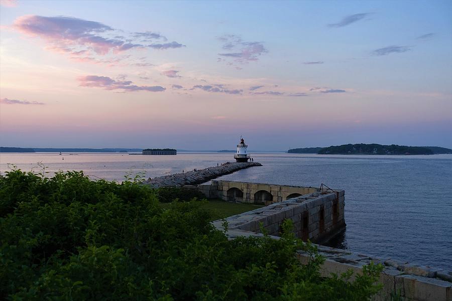 Sunset at Spring Point Ledge Lighthouse Photograph by Patricia Caron
