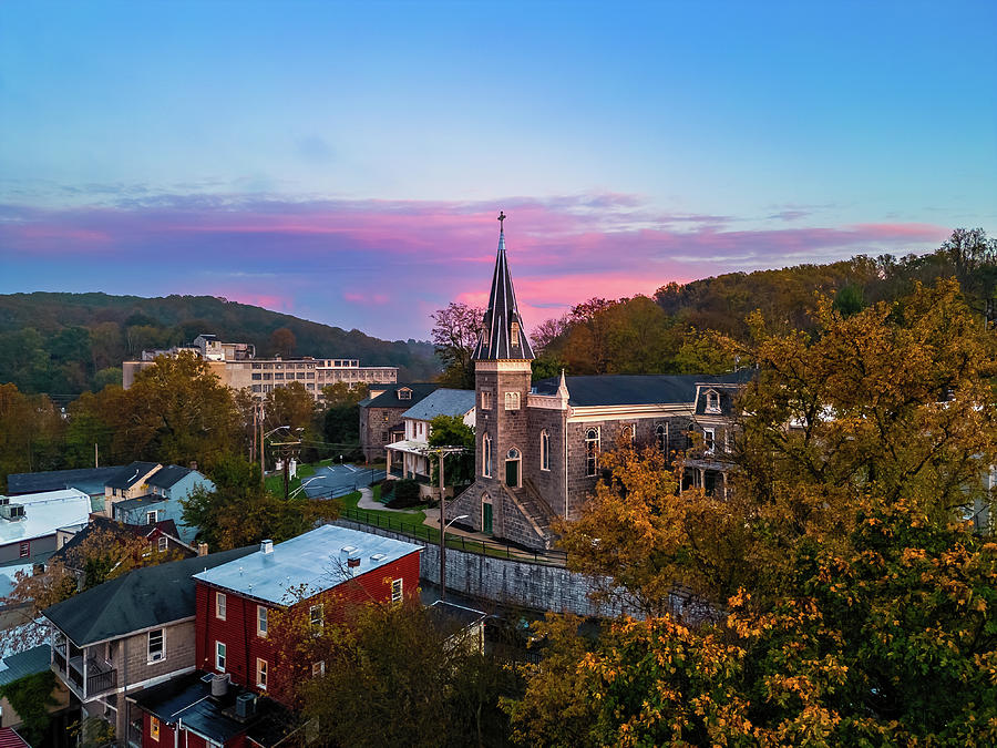 Sunset at St. Paul's Photograph by Historic Ellicott City By Air - Fine ...