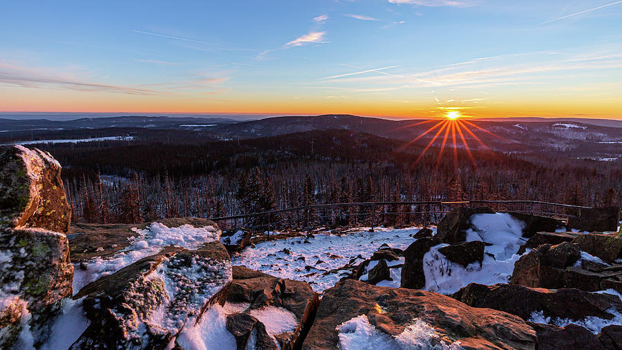 Winter Photograph - Sunset at the Achtermann, Harz by Andreas Levi
