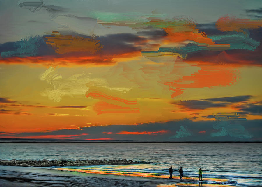 Rhode Island Beach at Sunset Digital Art by Cordia Murphy