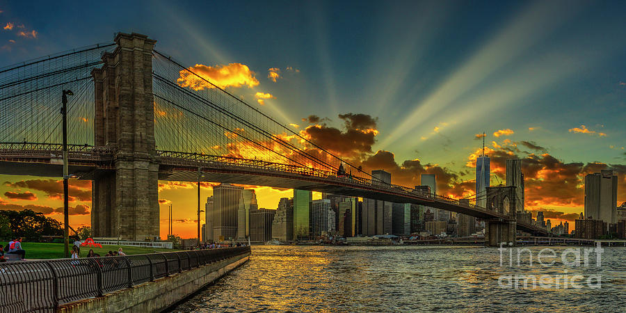 Sunset at the Brooklyn Bridge Photograph by Nick Zelinsky Jr