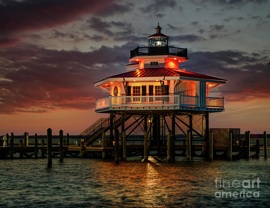 Sunset at The Choptank River Lighthouse Photograph by Nick Zelinsky Jr