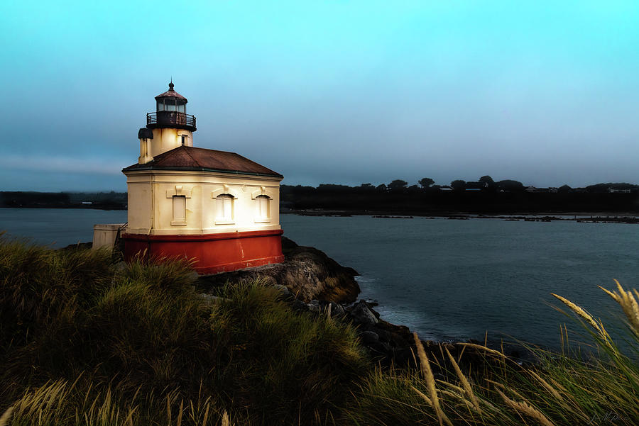 Sunset At The Coquille River Lighthouse - Oregon Coast Photograph by Jason McPheeters
