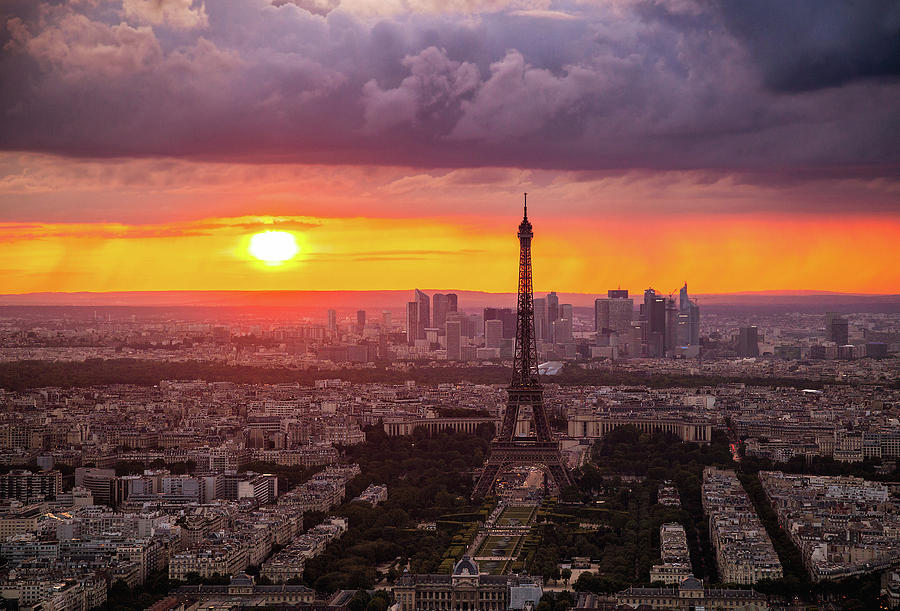 Sunset at the Eiffel Tower Photograph by Andrew Soundarajan