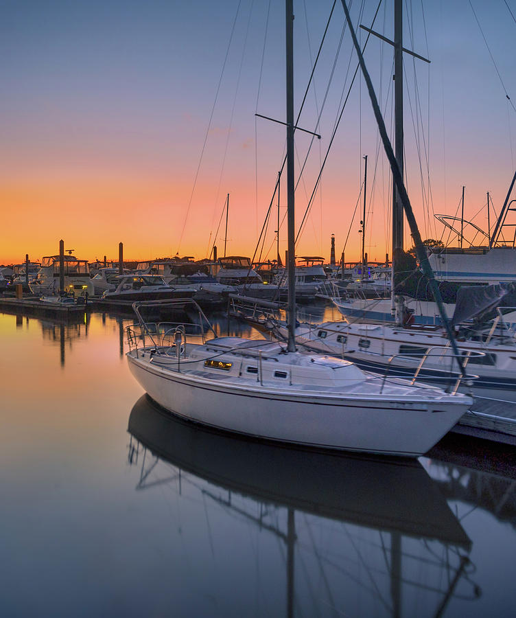 Sunset at the Harbor Photograph by James Woody