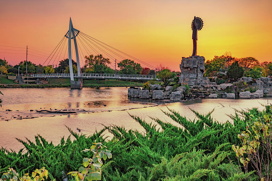 Sunset At The Keeper of The Plains - Wichita Kansas Photograph by Gregory Ballos