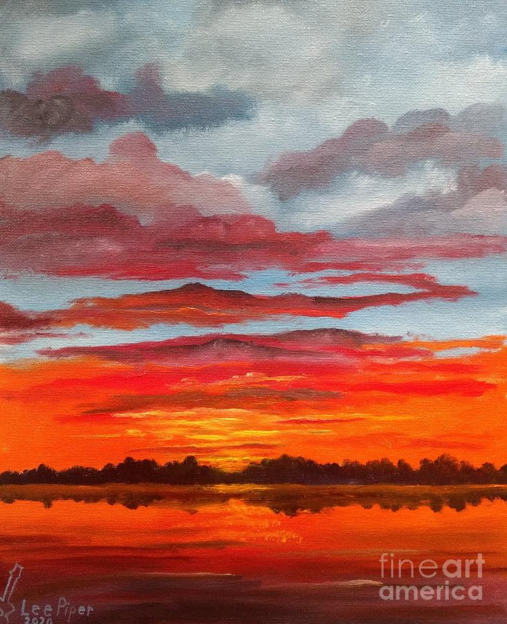 Sunset At The Lake Painting by Lee Piper - Fine Art America