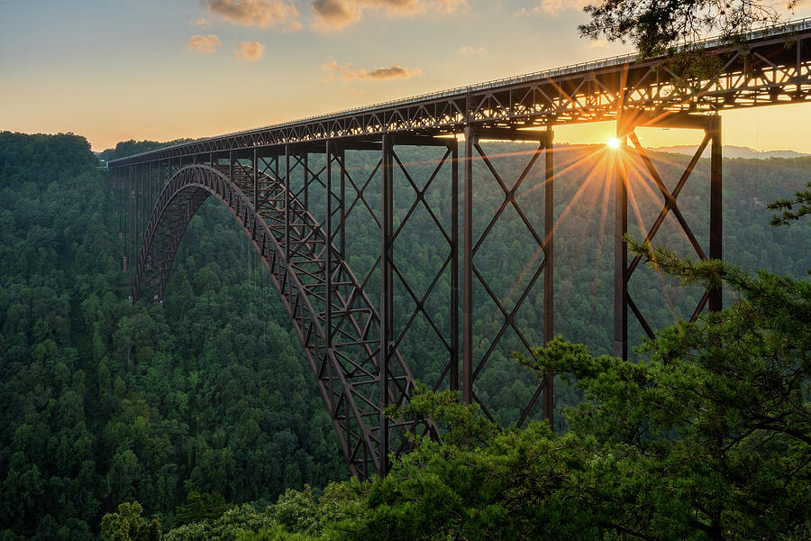 Sunset at the New River Gorge Bridge in West Virginia Photograph by Steven Heap