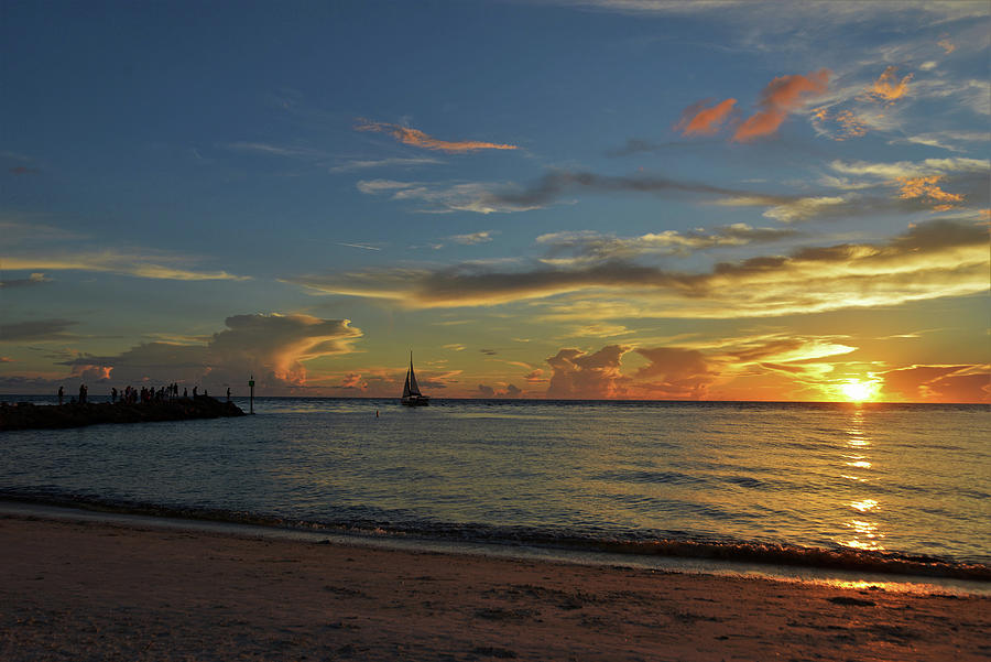 Sunset at the North Jetty Photograph by Mike Brown