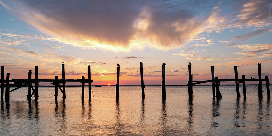Sunset at the Old Dock, Fernandina Beach, Florida Photograph by Dawna Moore Photography