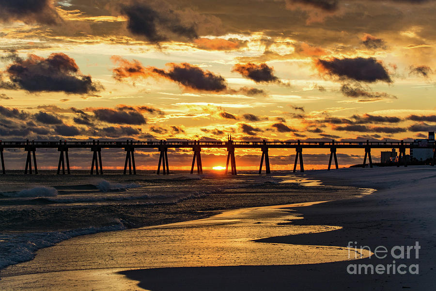 Sunset at the Pensacola Beach Fishing Pier Photograph by Beachtown Views