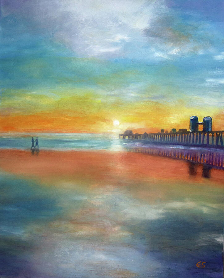 Sunset at the Pier Painting by Evelyn Snyder
