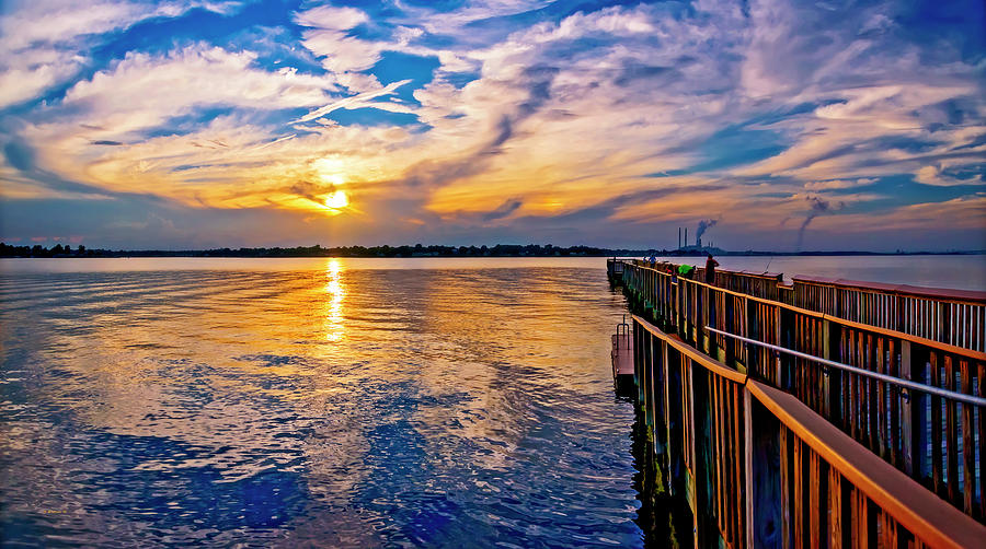 Sunset At The Pier Pano Photograph by Brian Wallace