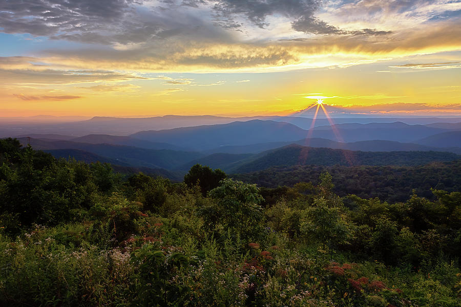 Sunset at The Point - Shenandoah National Park Photograph by Susan Rissi Tregoning