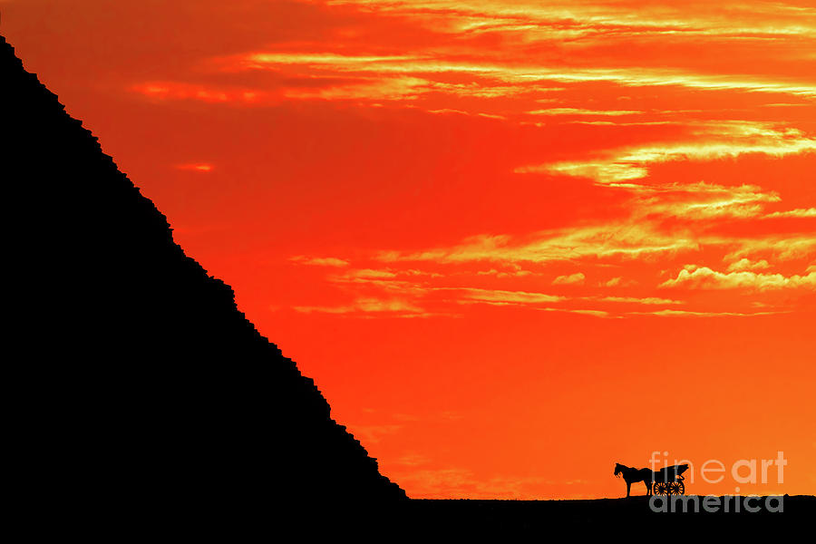 Sunset at the pyramids of Giza, Cairo Photograph by Jane Rix