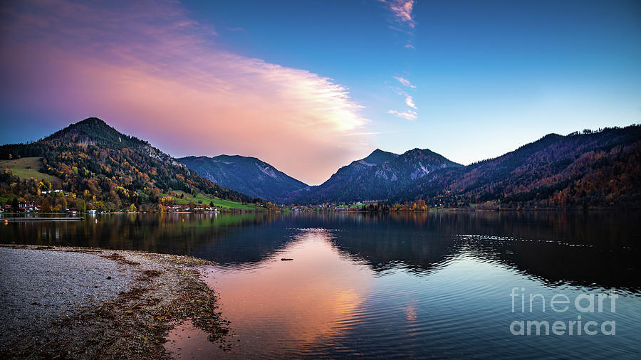 Sunset at the Schliersee II 16x9 Photograph by Hannes Cmarits