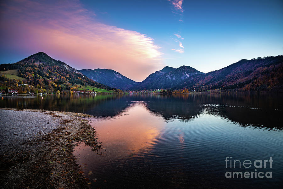 Sunset at the Schliersee III Photograph by Hannes Cmarits