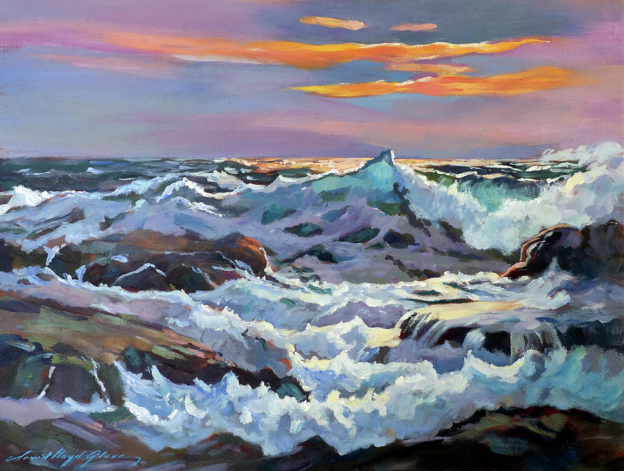 Sunset At The Seacoast Painting by David Lloyd Glover