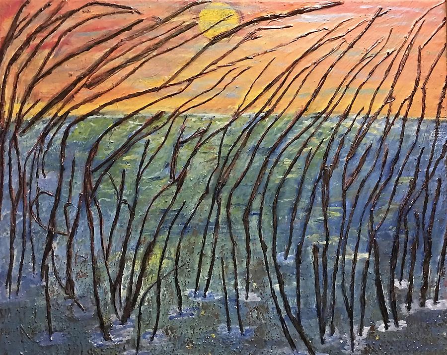 Sunset at the swamp Painting by Rowena Rizo-Patron