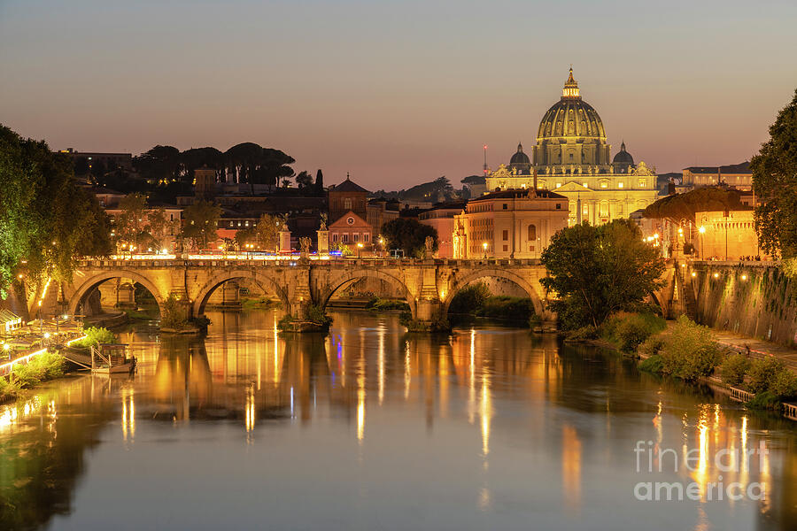 Sunset at the Vatican Photograph by Priscilla Burgers