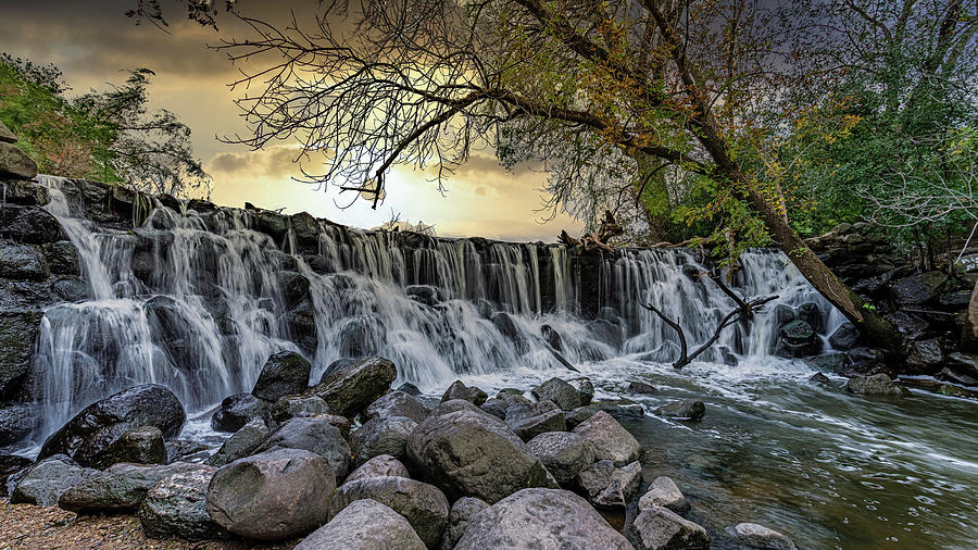 Sunset At The Waterfall Photograph