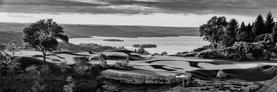 Sunset At Top Of The Rock - Golf Course Monochrome Panorama Photograph by Gregory Ballos