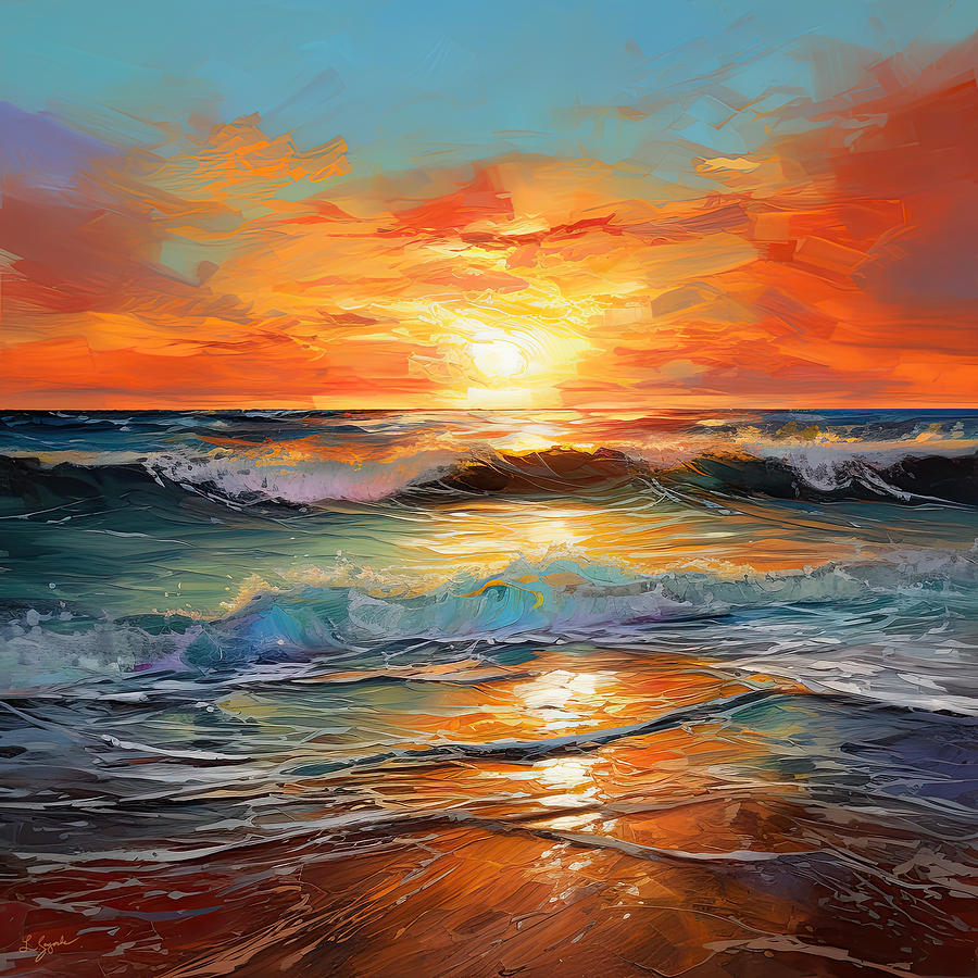 Sunset At Torrey Pines Painting by Lourry Legarde