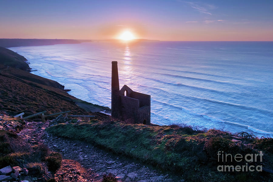 Sunset at Towanroath Engine House Wheal Coates Photograph by Terri Waters