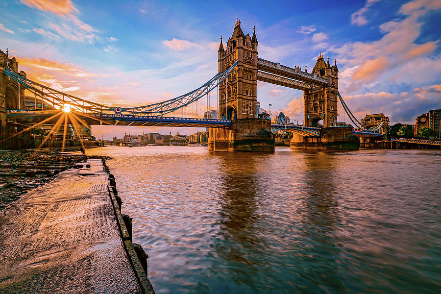 Sunset at Tower bridge in London. Photograph by George Afostovremea ...