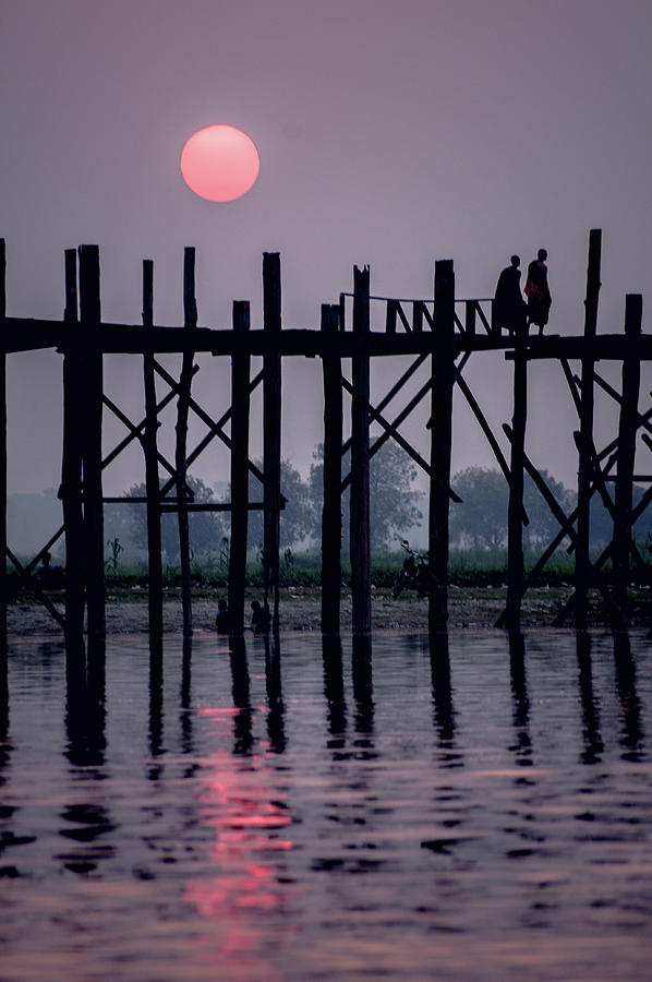 Sunset at U-Bein Bridge Photograph by Arj Munoz