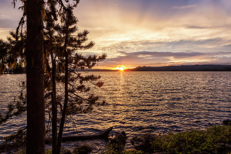 Sunset at Waldo Lake Photograph by Belinda Greb