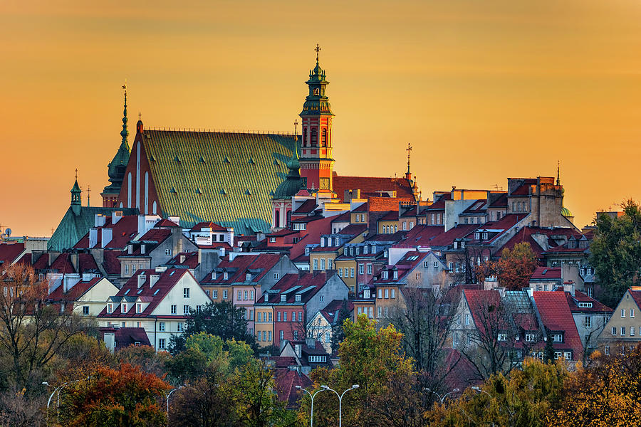 Sunset At Warsaw Old Town In Poland Photograph by Artur Bogacki