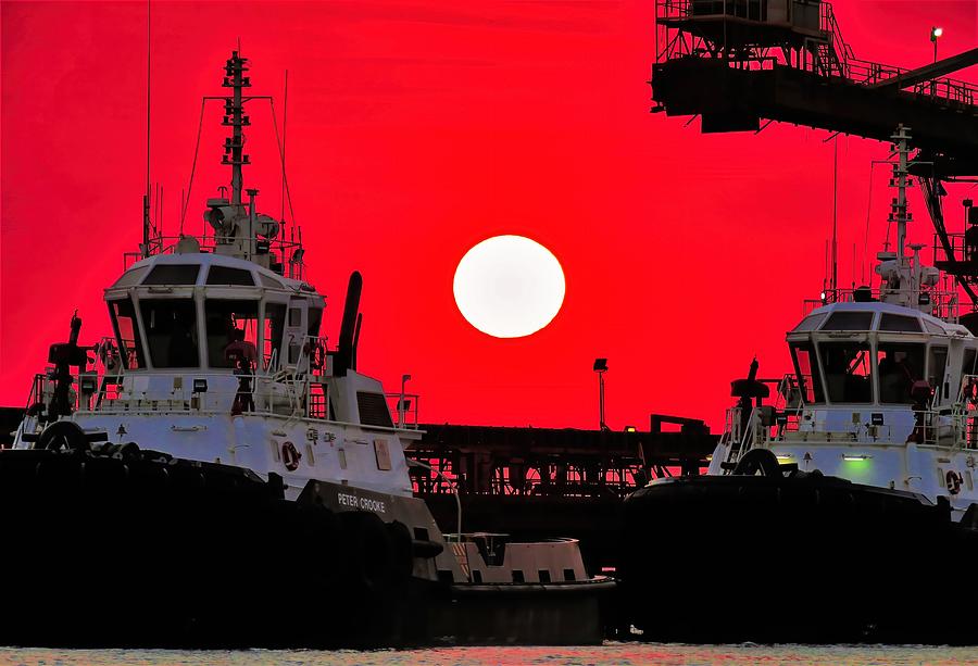 Sunset At Weipa Shiploading Wharf Photograph by Joan Stratton