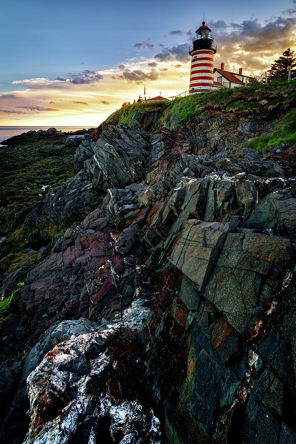 Lighthouse Photograph - Sunset at West Quoddy Head Light by Rick Berk