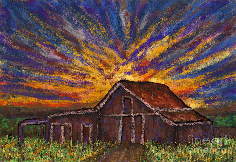Sunset Barn Digital Art by Bradley Boug