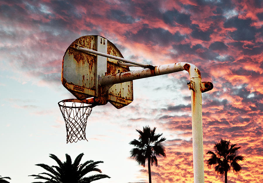 Sunset Basketball Court Photograph by Larry Butterworth