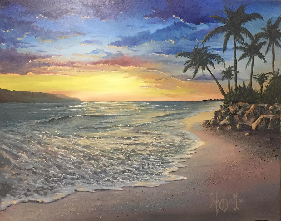 Sunset Beach Painting by Alex Izatt
