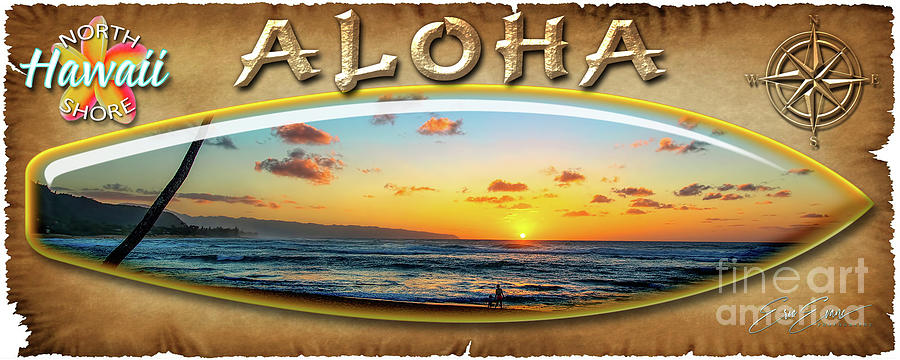 Sunset Beach Aloha Sunset Surf Board Photograph by Aloha Art