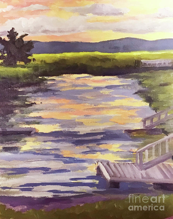Sunset Beach Canal Painting by Anne Marie Brown